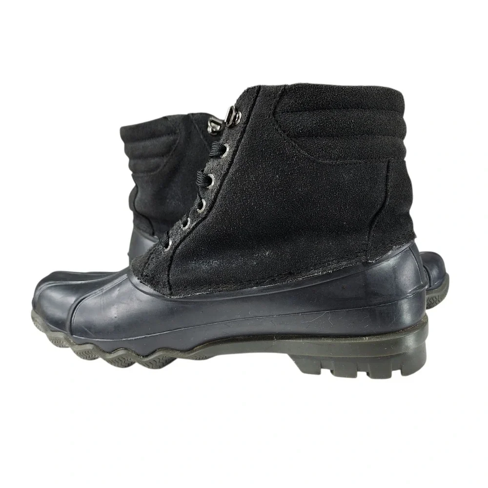 Sperry Top-Sider Duck‎ Boots sz 10M Mens Black Rain Waterproof STS10101 Suede 7